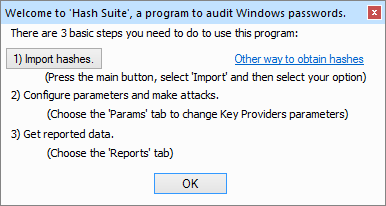 Hash Suite A Program To Audit Security Of Password Hashes - welcome dialog
